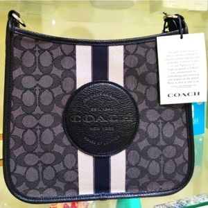 New! Dempsey File Bag in Signature Jacquard with Stripe & Coach Patch